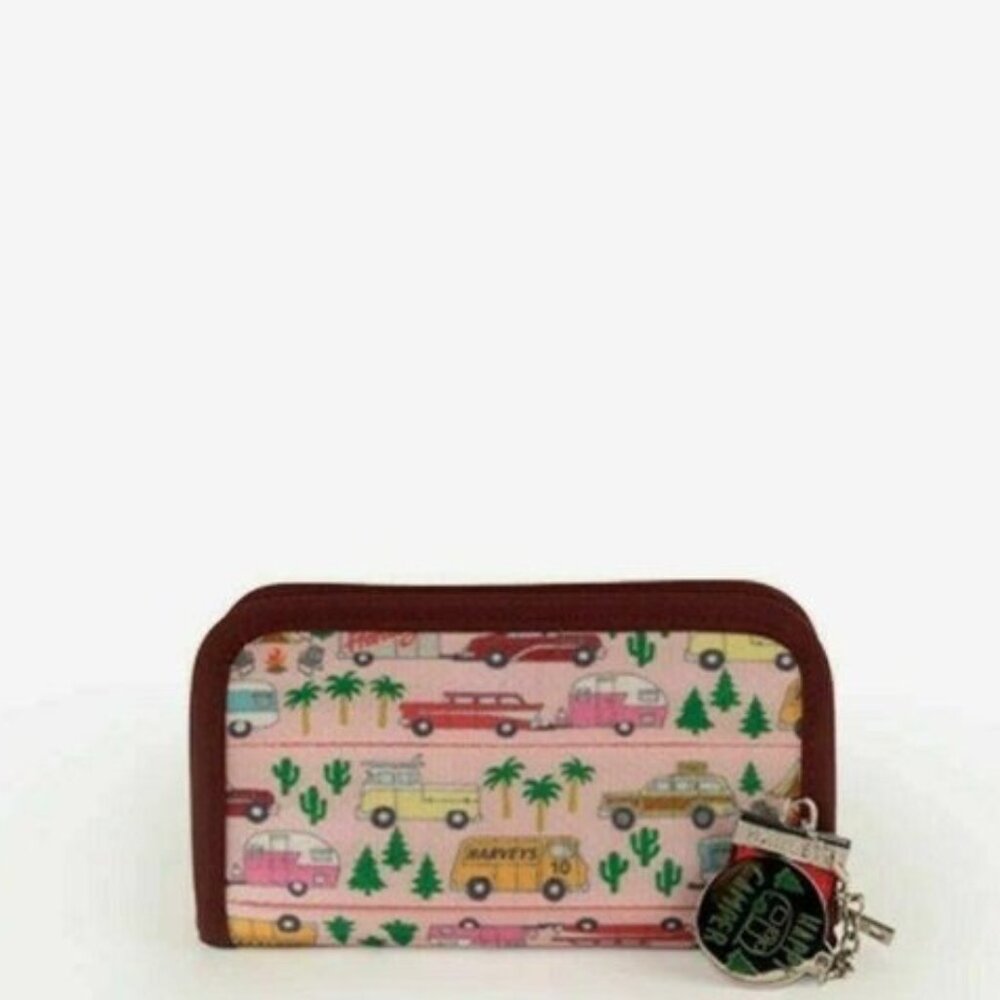 Harveys Happy Camper Travel Vacation Automobile Cars Print Wallet NWT